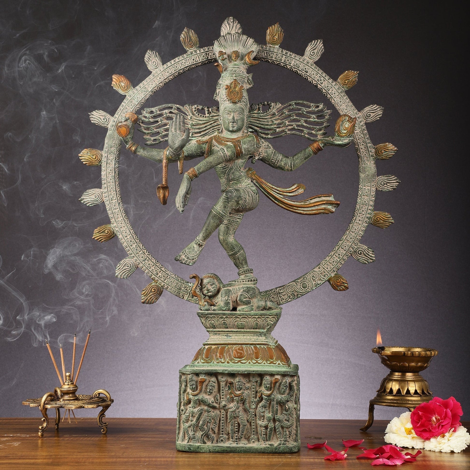 Brass Nataraja statue antique Patina - 23 inch | 100% Certified Copper & Brass - Sama Homes Idol - Brass Sculpture - Eco-friendly - Sama Homes