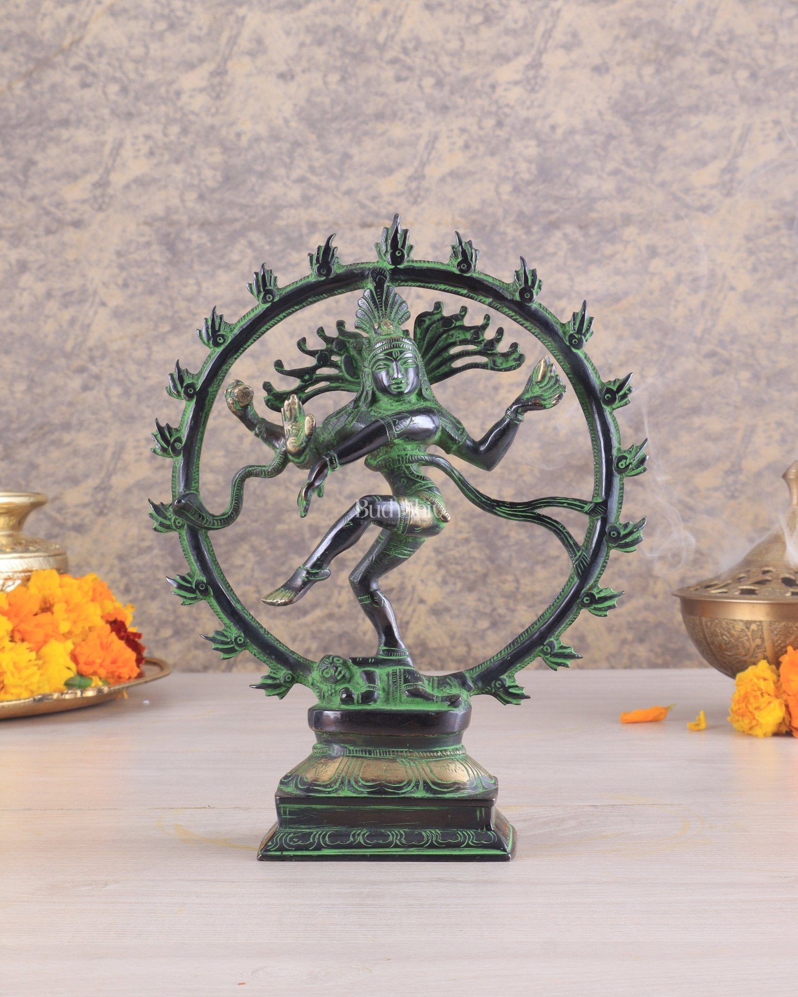 Brass Nataraja Statue
Unique Black and Green Tone 9.5" | 100% Certified Copper & Brass - Sama Homes Idol - Brass Sculpture - Eco-friendly - Sama Homes