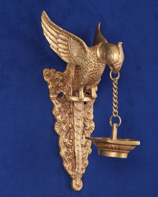 Brass Parrot Wall Hanging lamp - 10 inch | 100% Certified Copper & Brass - Sama Homes Idol - Brass Sculpture