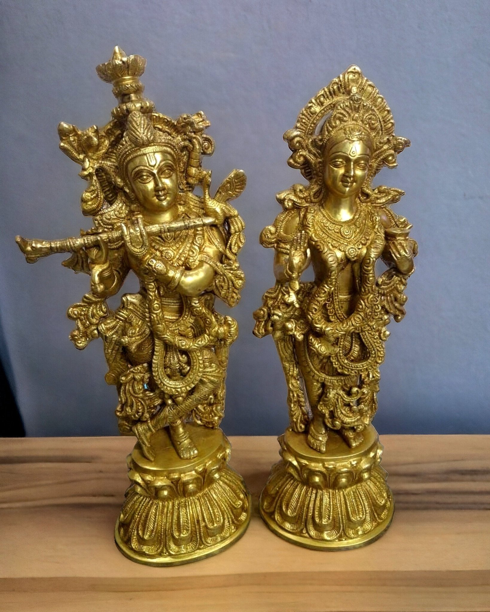 Brass Radha krishna idols 18 inch | 100% Certified Copper & Brass - Sama Homes Idol - Brass Sculpture - Eco-friendly - Sama Homes