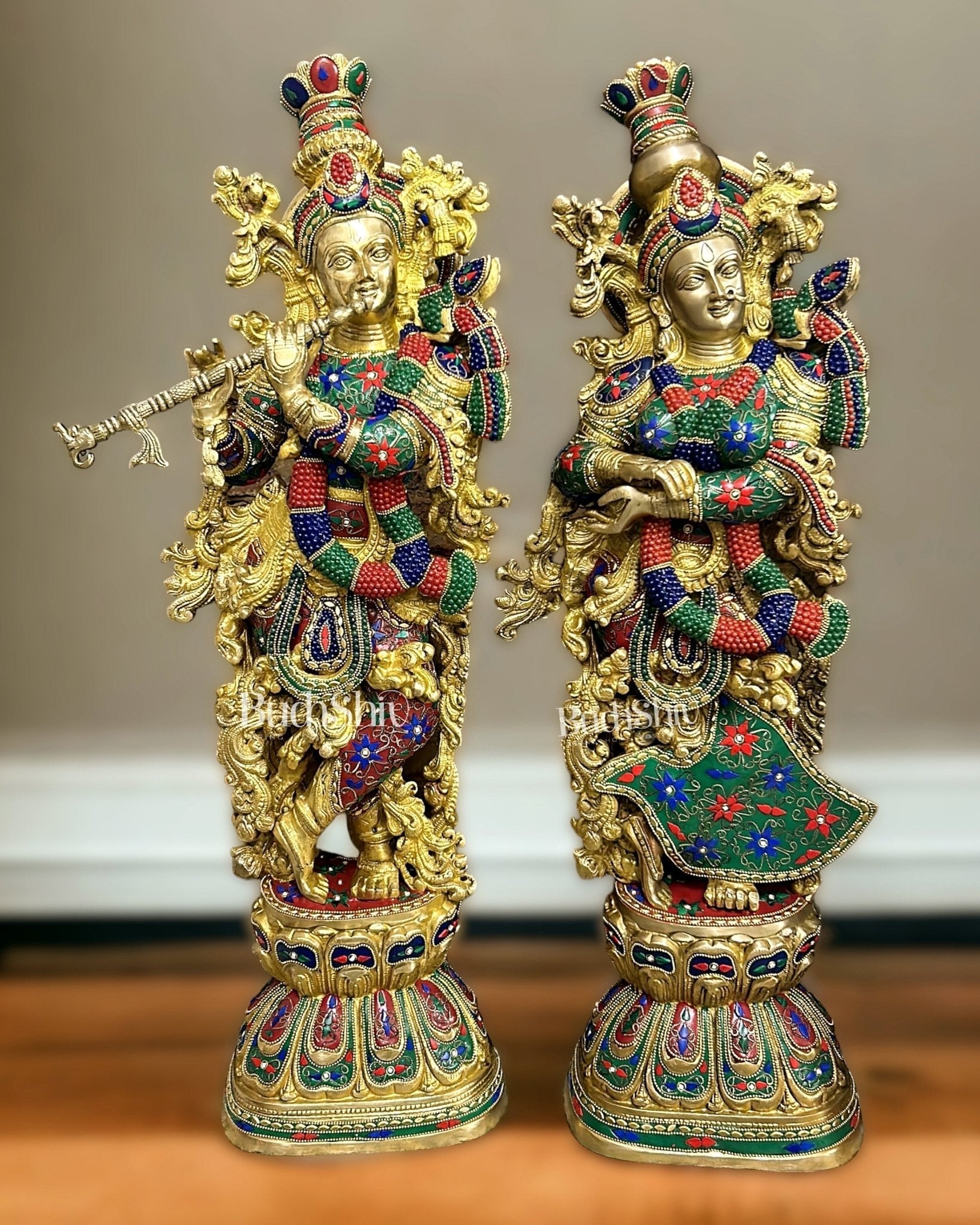 Brass Radha Krishna Idols 29 inch | 100% Certified Copper & Brass - Sama Homes Idol - Brass Sculpture - Eco-friendly - Sama Homes