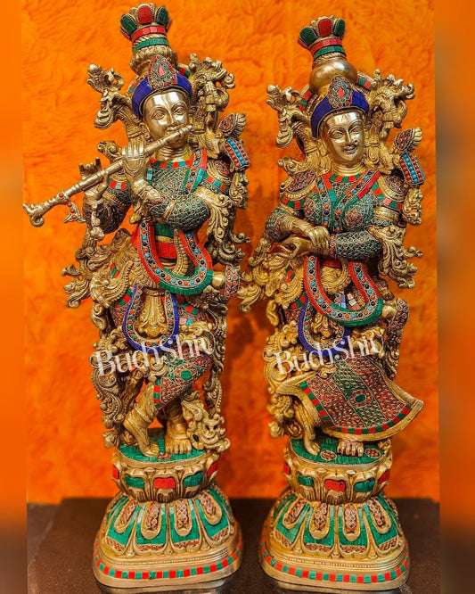 Sama Homes-brass radha krishna idols large