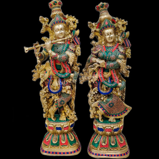 Sama Homes-brass radha krishna idols large 30 inch