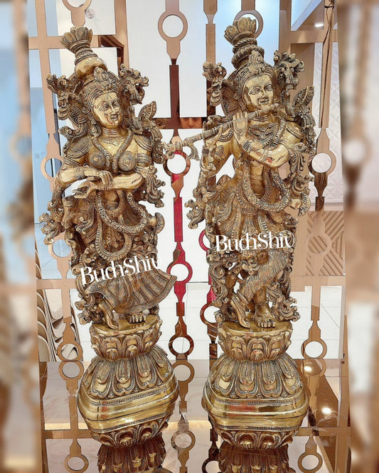Sama Homes-radha krishna brass idols 29 inches