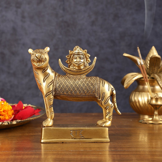 Brass Rahu Graha Bhayanka Idol (North Node of the Moon) for Pooja & Vastu - 5 Inch | 100% Certified Copper & Brass - Sama Homes Idol - Brass Sculpture