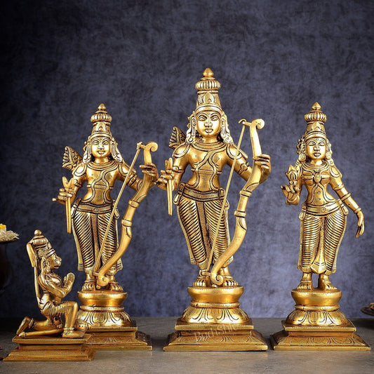 Brass Ram darbar Idols 12 inch | 100% Certified Copper & Brass - Sama Homes Idol - Brass Sculpture