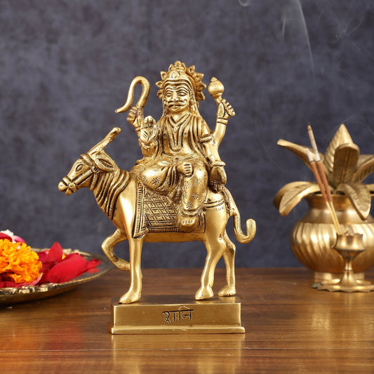 Brass Shani Dev Idol (Saturn) for Vastu & Pooja - 6 Inch Height | 100% Certified Copper & Brass - Sama Homes Idol - Brass Sculpture