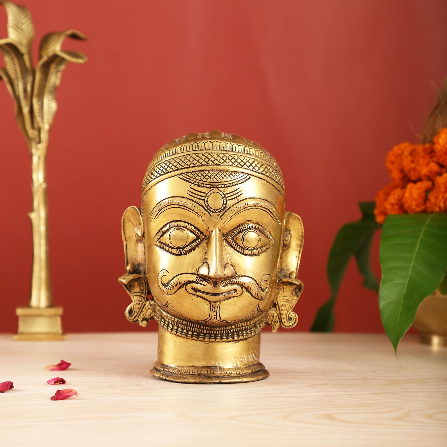 Brass Shiva head mahakaal statue mukhalingam | 100% Certified Copper & Brass - Sama Homes Idol - Brass Sculpture
