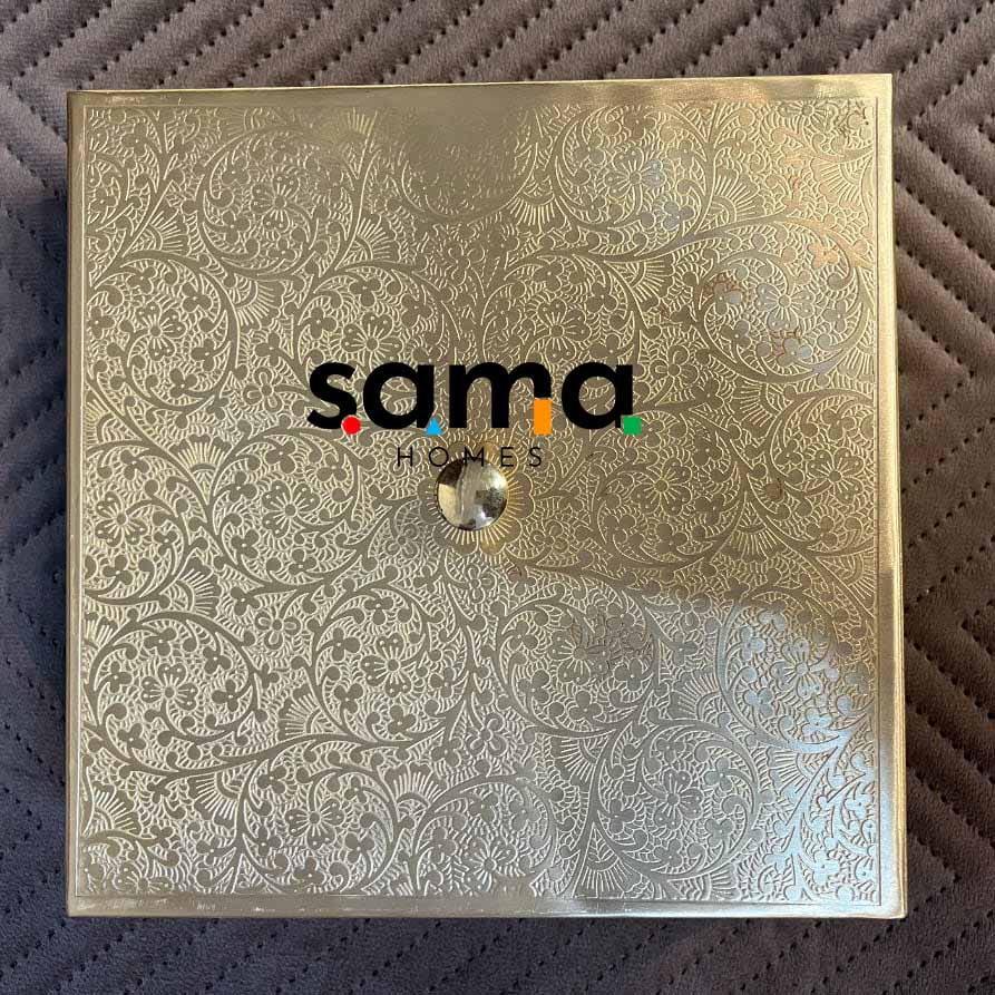 Brass Spice Box Square Shape | Matte & Glossy Finish | Masaladani | Masala box 9 Compartments | Handmade - Sama Homes - Image 9