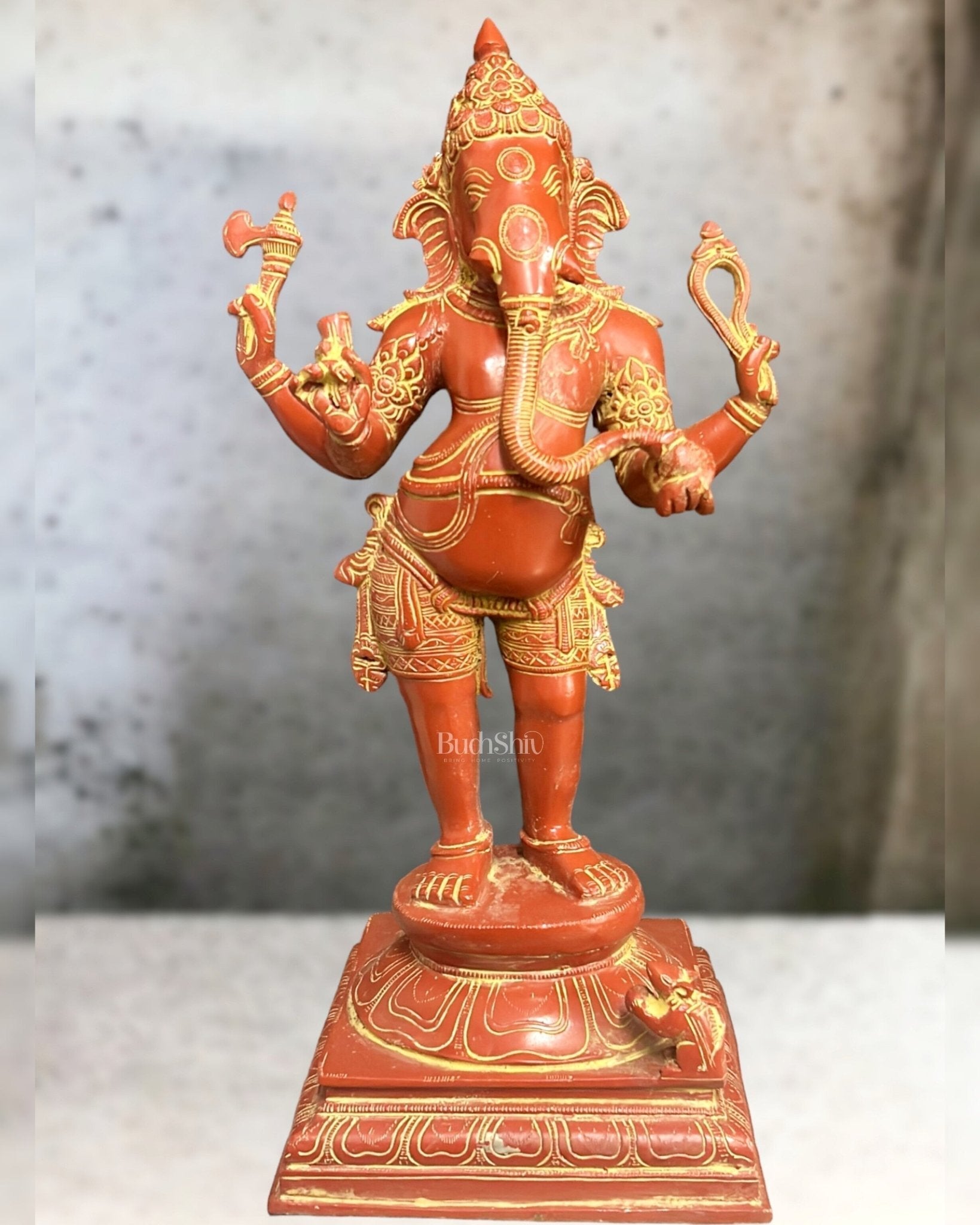Brass Standing Lord Ganesha Statue - 20 " | 100% Certified Copper & Brass - Sama Homes Idol - Brass Sculpture - Eco-friendly - Sama Homes