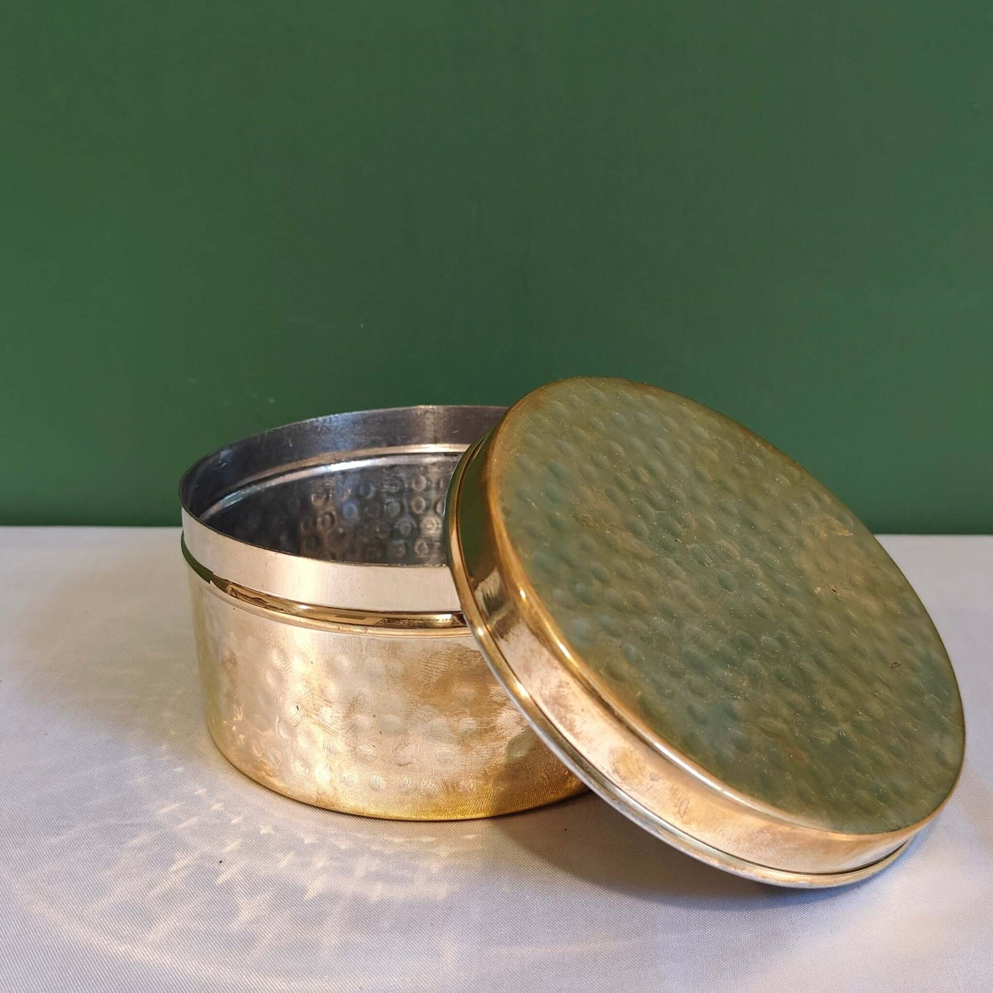 Brass Storage Dabba Hammered Container - Sama Homes - Image 3