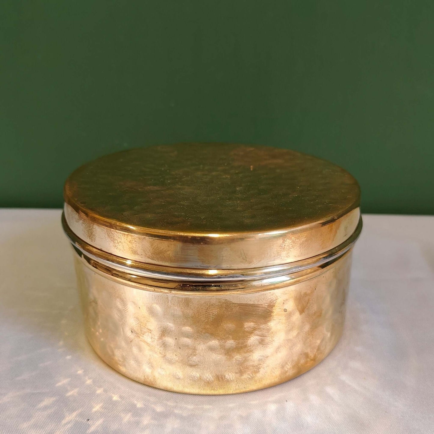 Brass Storage Dabba Hammered Container - Sama Homes