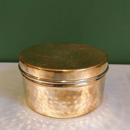Brass Storage Dabba Hammered Container - Sama Homes