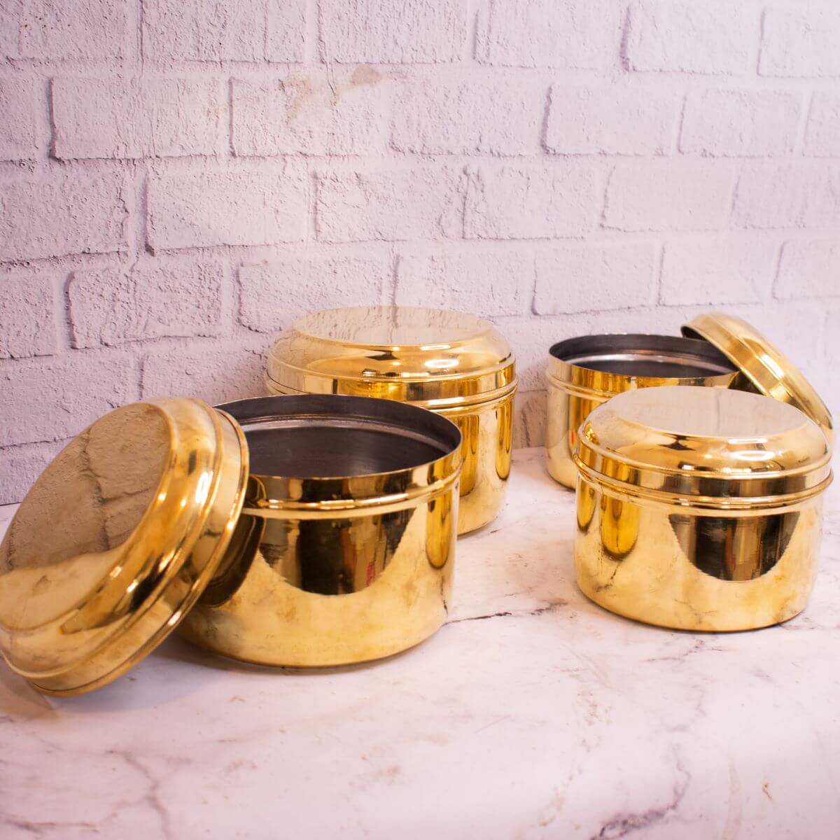 Brass Storage Tiffin Box Containers (With tin Coating) - Sama Homes