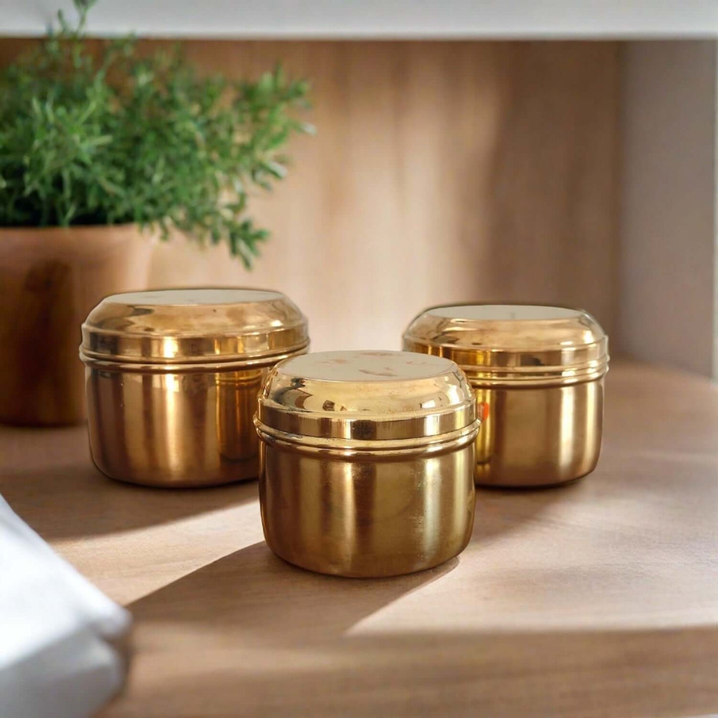 Brass Storage Tiffin Box Containers (With tin Coating) - Sama Homes