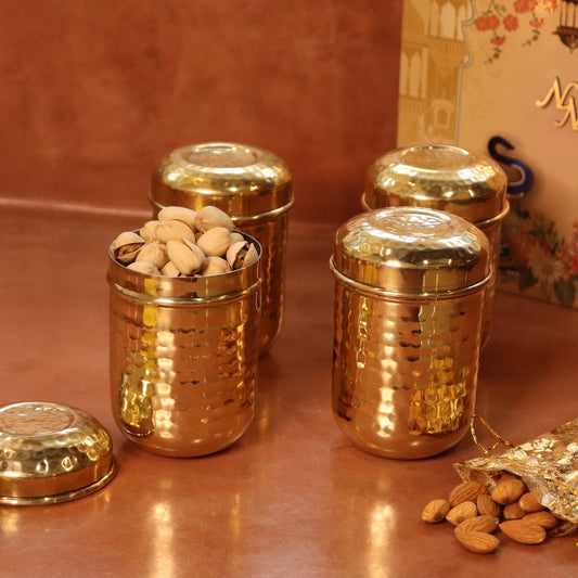 Brass Storage Canister Hammered - Small (Set of 2) - Sama Homes
