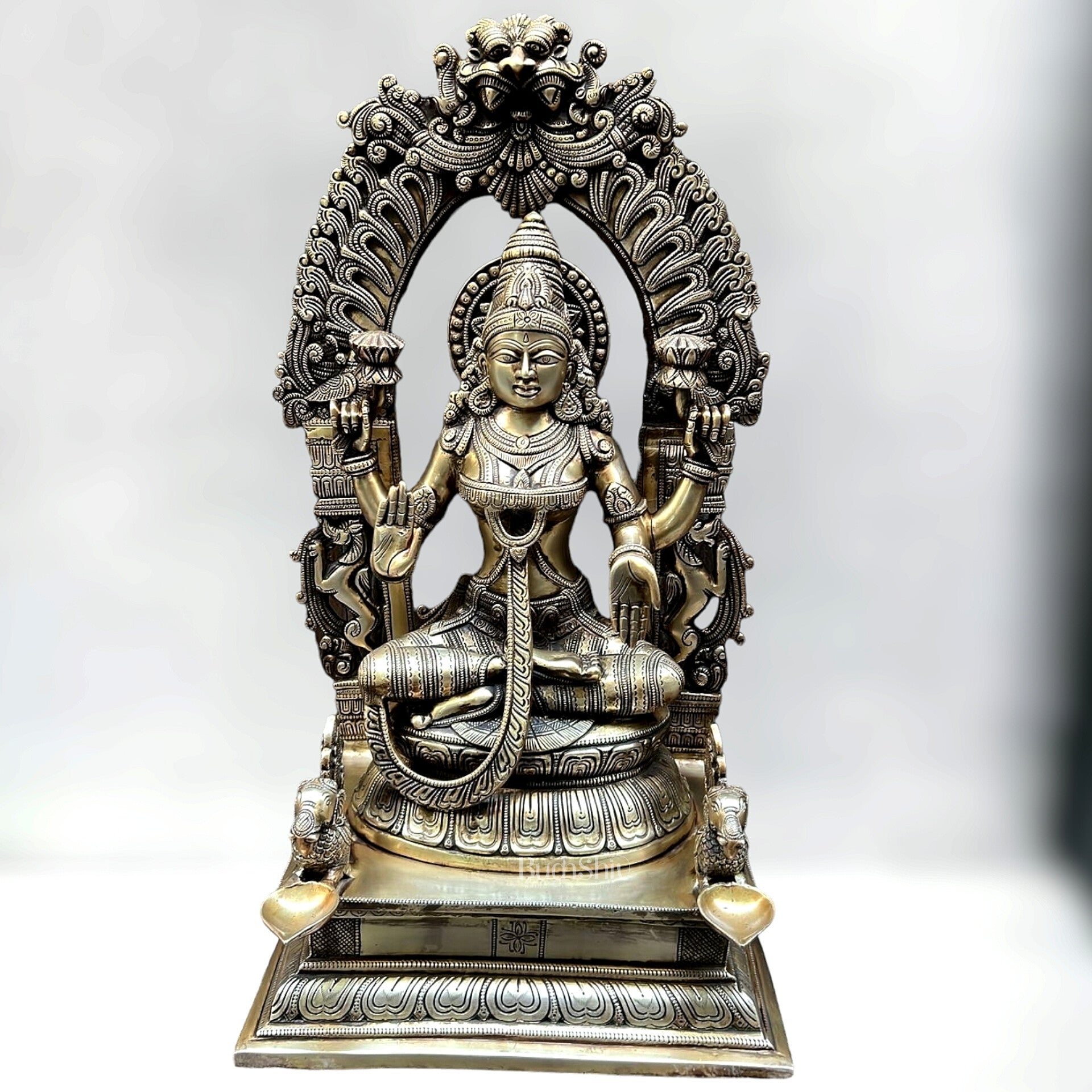 Brass Superfine Antique Lakshmi Statue 24" | 100% Certified Copper & Brass - Sama Homes Idol - Brass Sculpture - Eco-friendly - Sama Homes