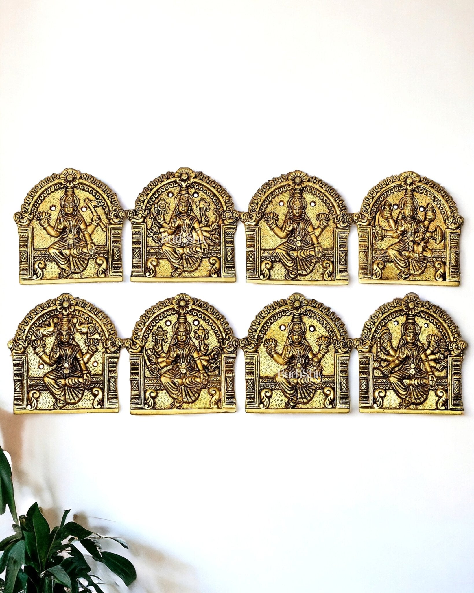 Brass superfine Ashtalakshmi wall hanging 6 inches | 100% Certified Copper & Brass - Sama Homes Idol - Brass Sculpture - Eco-friendly - Sama Homes