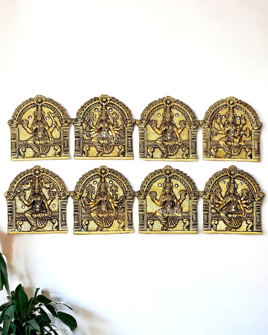 Brass superfine Ashtalakshmi wall hanging 6 inches | 100% Certified Copper & Brass - Sama Homes Idol - Brass Sculpture