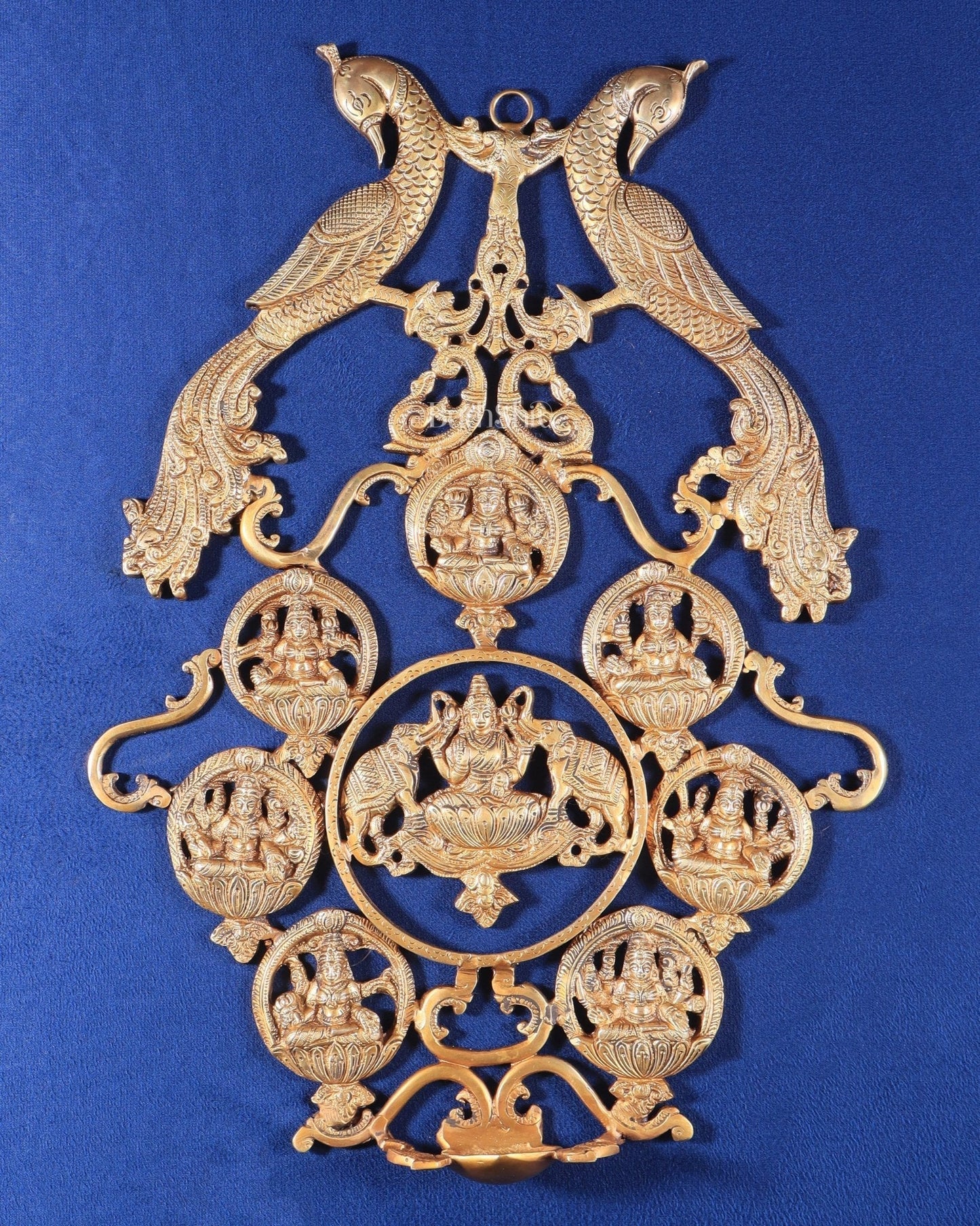 Brass Superfine Ashtalakshmi Wall Hanging Frame 18" | 100% Certified Copper & Brass - Sama Homes Idol - Brass Sculpture