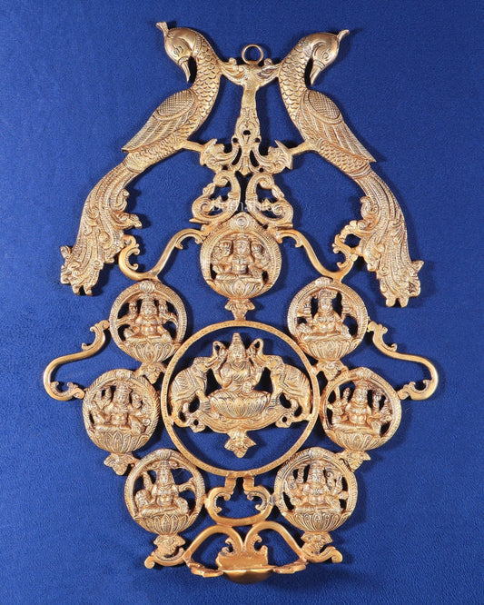 Brass Superfine Ashtalakshmi Wall Hanging Frame 18" | 100% Certified Copper & Brass - Sama Homes Idol - Brass Sculpture