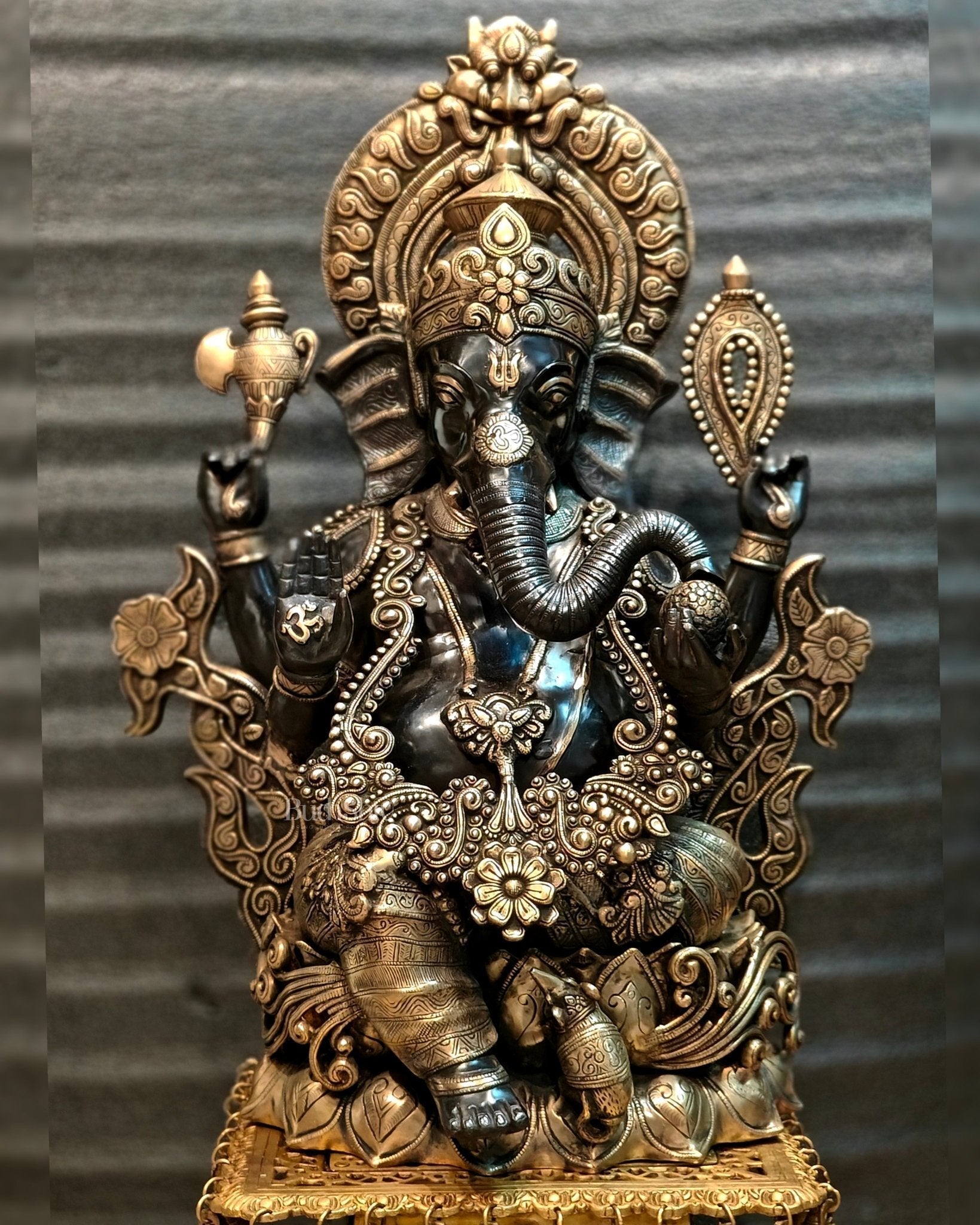 Brass Superfine Black Large Ganesha Statue 29 inch | 100% Certified Copper & Brass - Sama Homes Idol - Brass Sculpture - Eco-friendly - Sama Homes