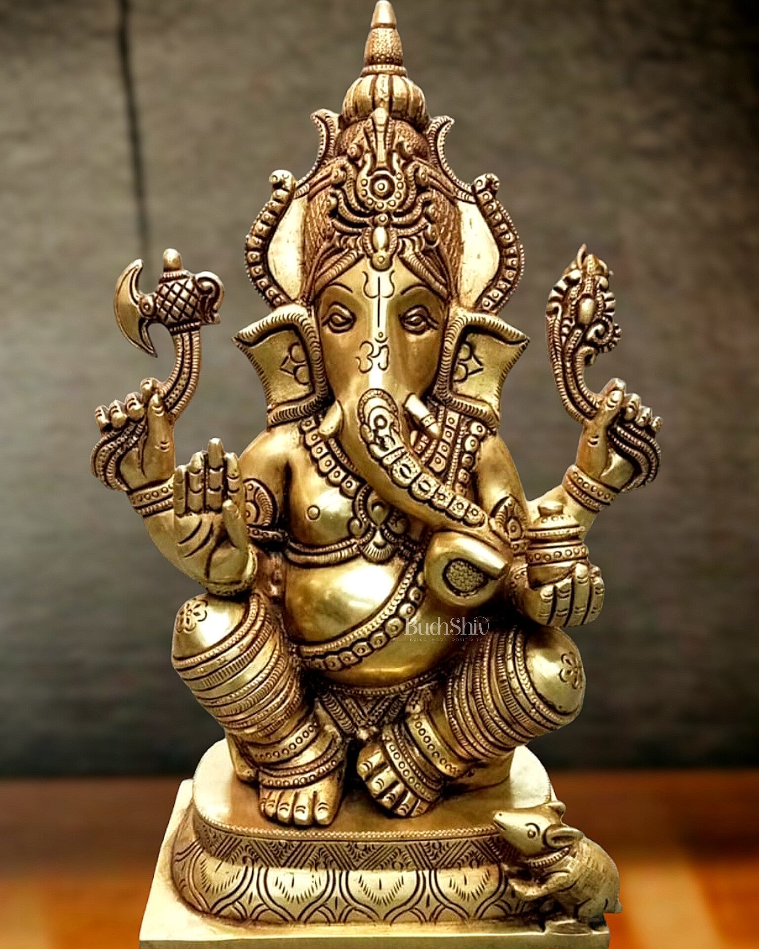 Brass Superfine Ganesha statue 12 inch - Sama Homes Idol - Brass Sculpture - Eco-friendly - Sama Homes