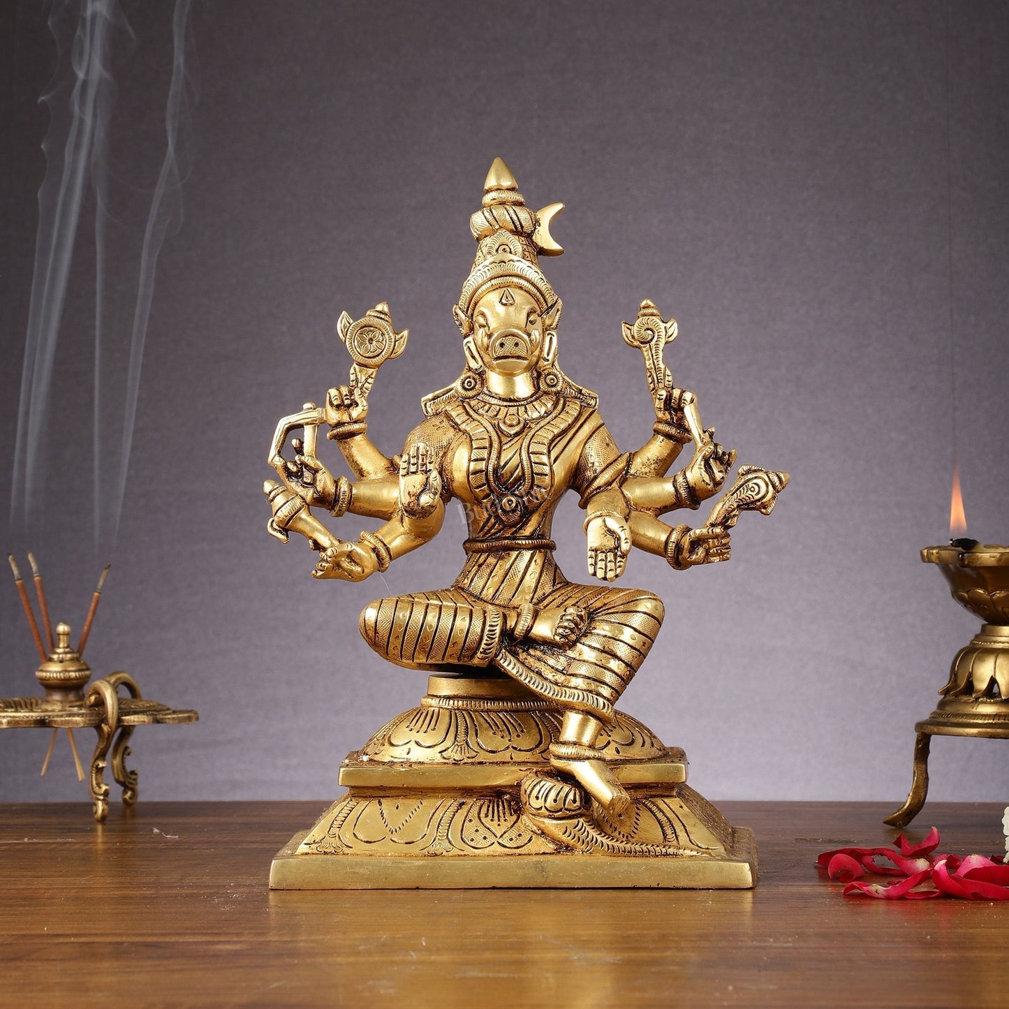 Brass Superfine Goddess Varahi Amman Idol - 11 Inch Statue - Sama Homes Idol - Brass Sculpture