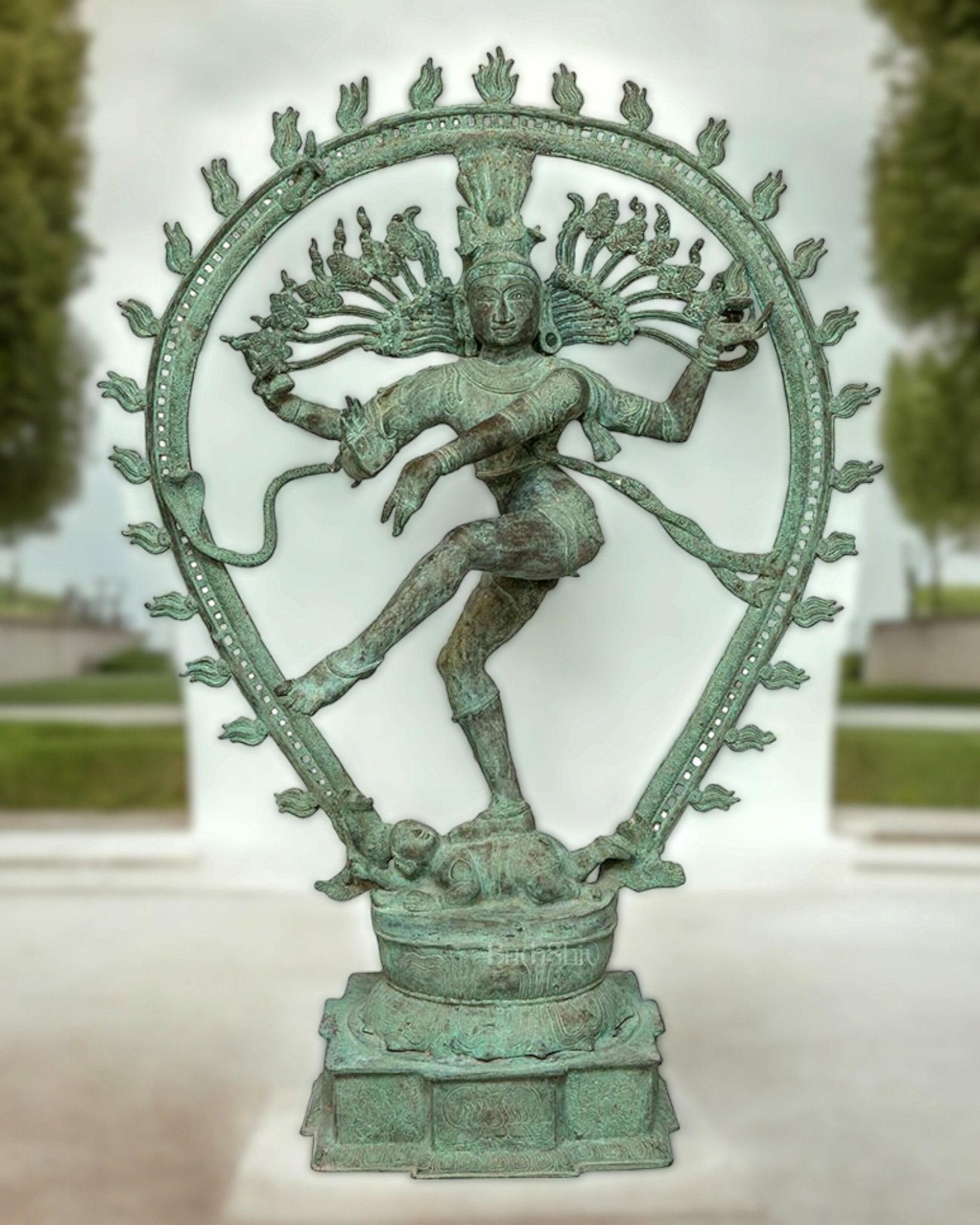 Brass Superfine Handcrafted Nataraja Statue - Green Patina Finish  - 56 Inch - Sama Homes Idol - Brass Sculpture - Eco-friendly - Sama Homes