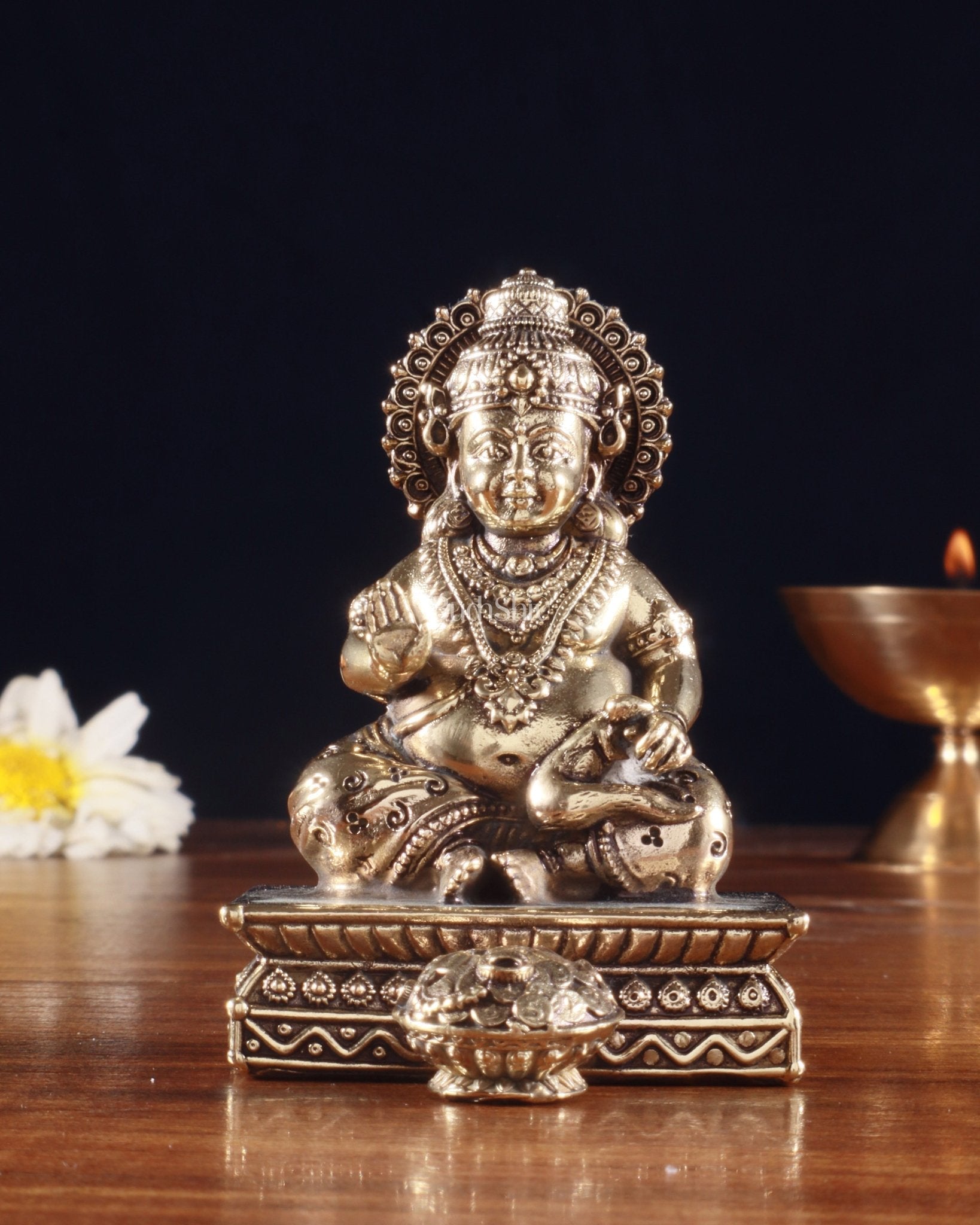 Brass Superfine Intricate Lord Kubera Idol - Sama Homes Idol - Brass Sculpture - Eco-friendly - Sama Homes