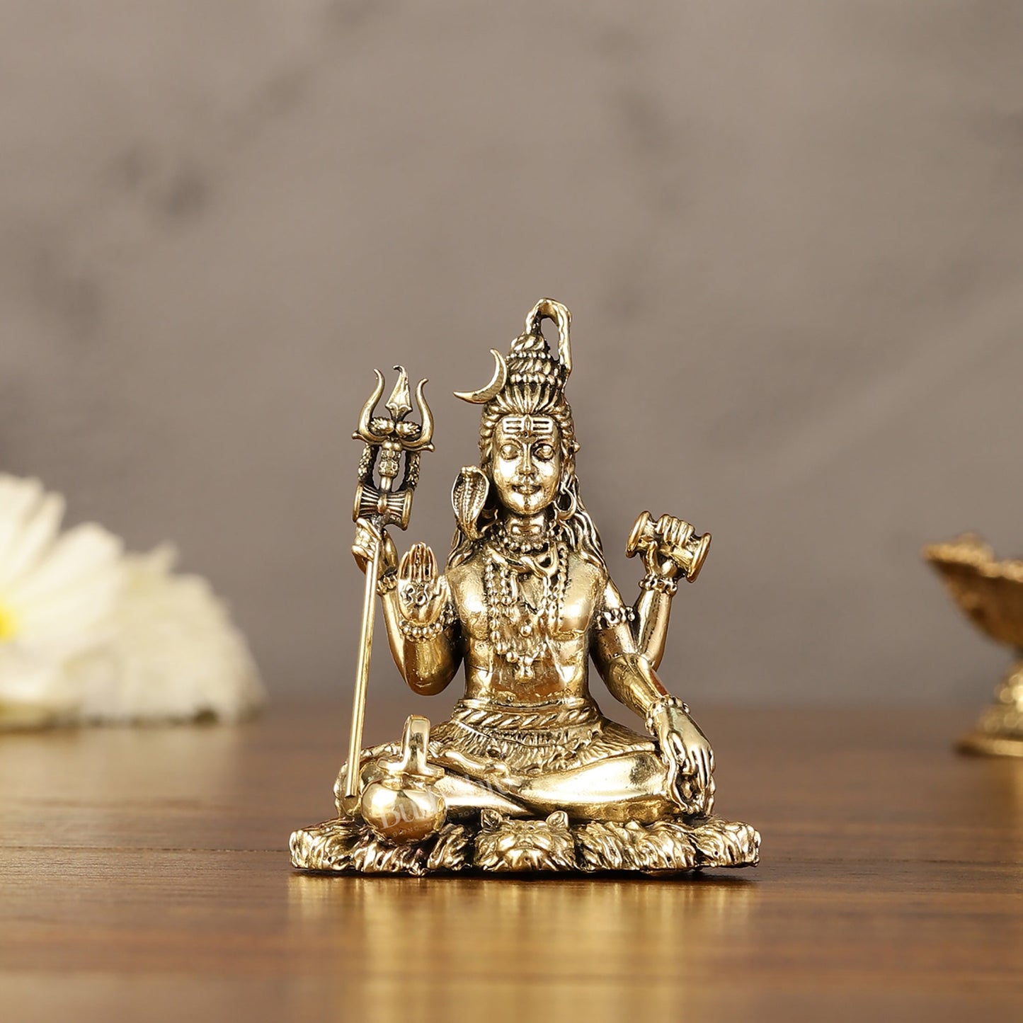 Brass Superfine Intricately Crafted Lord Shiva Idol - 3" - Sama Homes Idol - Brass Sculpture