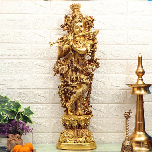 Sama Homes-brass superfine krishna statue 28 inch