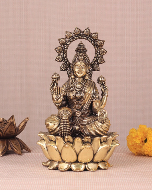Brass Superfine lakshmi Idol - 8" - Sama Homes Idol - Brass Sculpture
