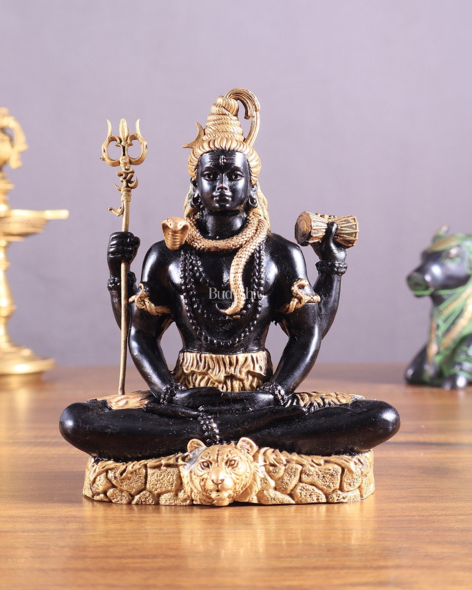 Brass Superfine Lord Shiva in Meditation (Dhyaan Mudra) Statue 6" - Sama Homes Idol - Brass Sculpture - Eco-friendly - Sama Homes