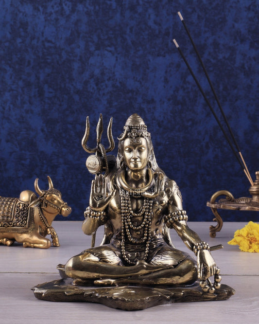 Brass Superfine Lord Shiva Statue 6.5" - Sama Homes Idol - Brass Sculpture