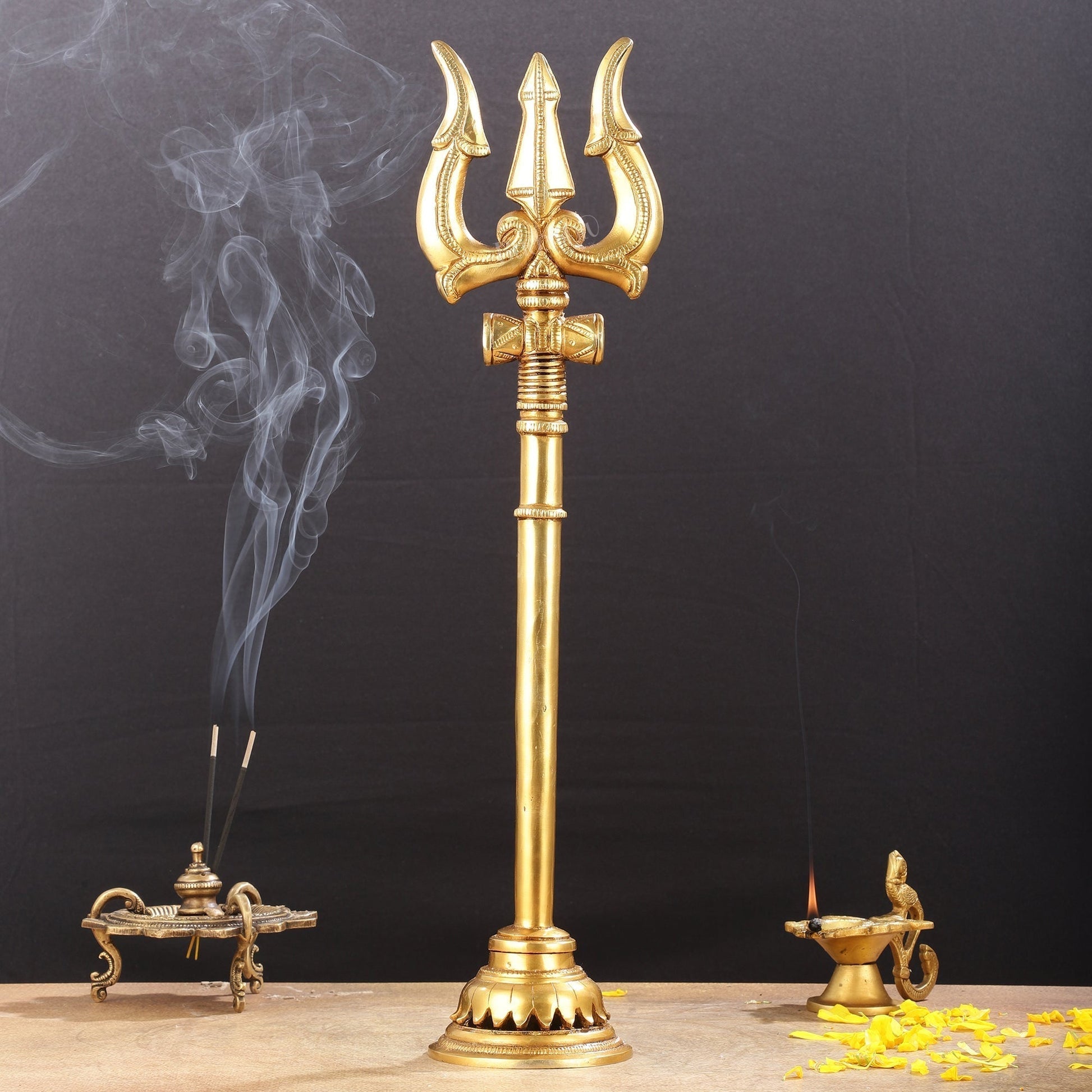 Brass Superfine Lord Shiva Trishul - 19 Inch Statue - Sama Homes Idol - Brass Sculpture - Eco-friendly - Sama Homes