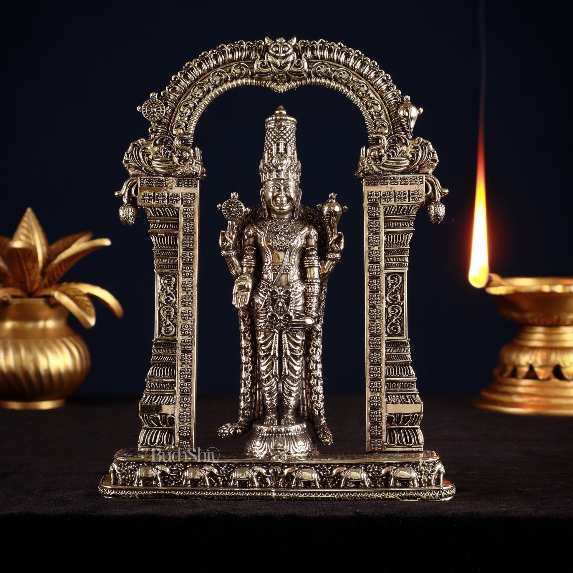 Brass Superfine Lord Tirupati Balaji Intricate Lightweight Statue 7.5" - Sama Homes Idol - Brass Sculpture - Eco-friendly - Sama Homes
