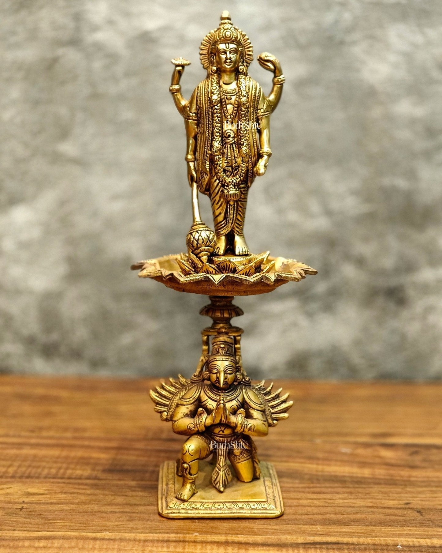 Brass superfine Lord Vishnu on Garuda 14.5 inch - Sama Homes Idol - Brass Sculpture