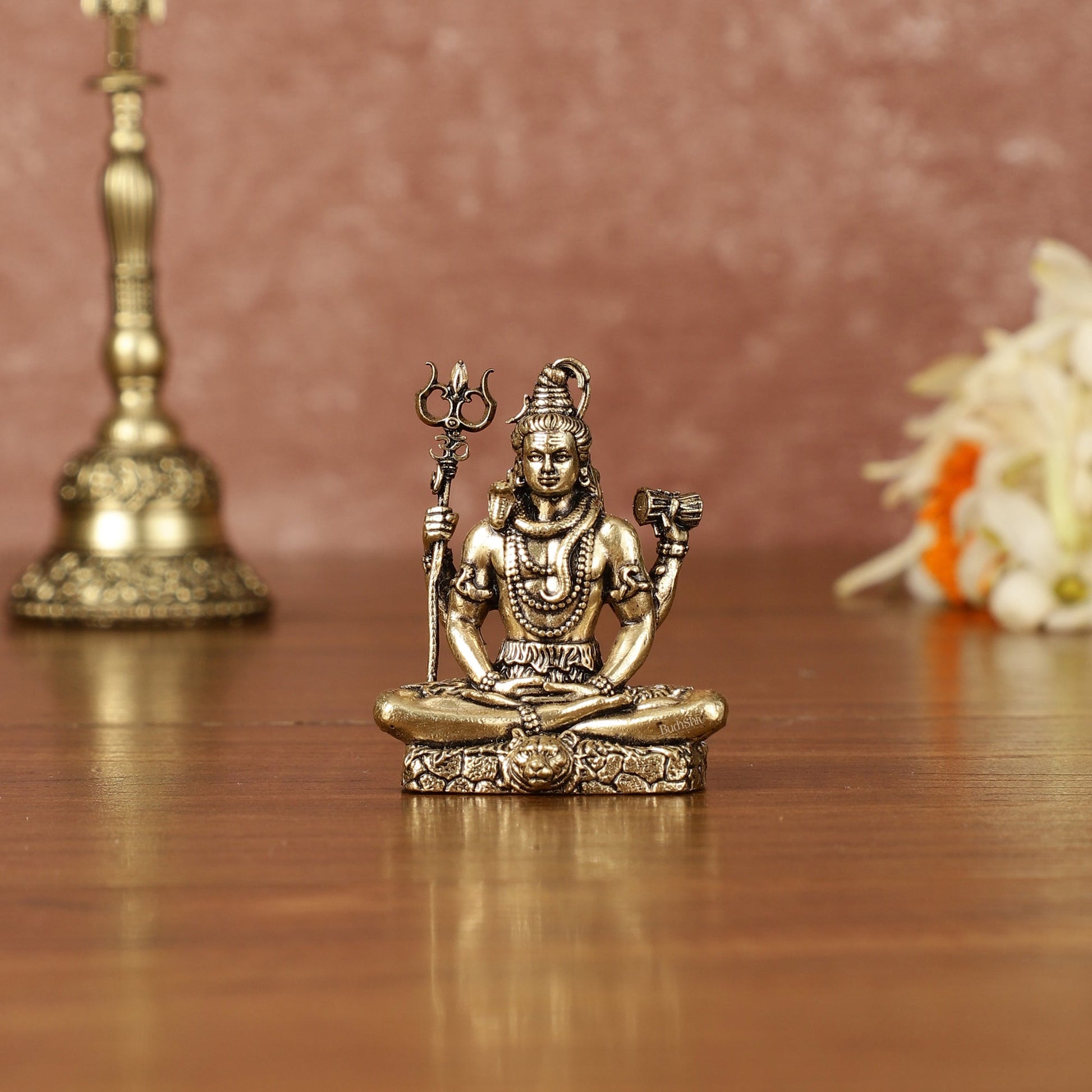 Brass superfine miniature Lord Shiva idol 2" - Sama Homes Idol - Brass Sculpture - Eco-friendly - Sama Homes