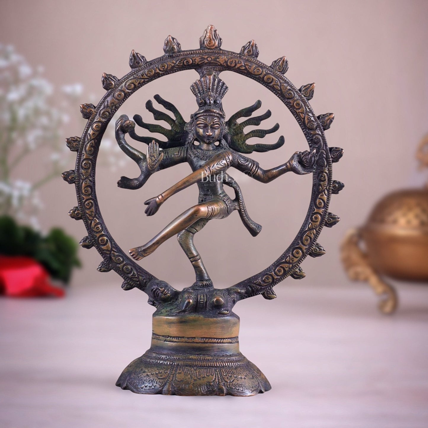 Brass Superfine Nataraja Idol - 7.5 Inch antique brown tone - Sama Homes Idol - Brass Sculpture