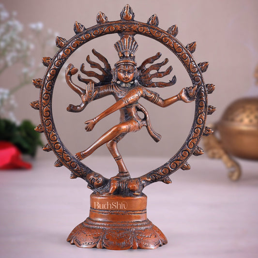 Brass Superfine Nataraja Idol - 7.5 Inch light orange tone - Sama Homes Idol - Brass Sculpture