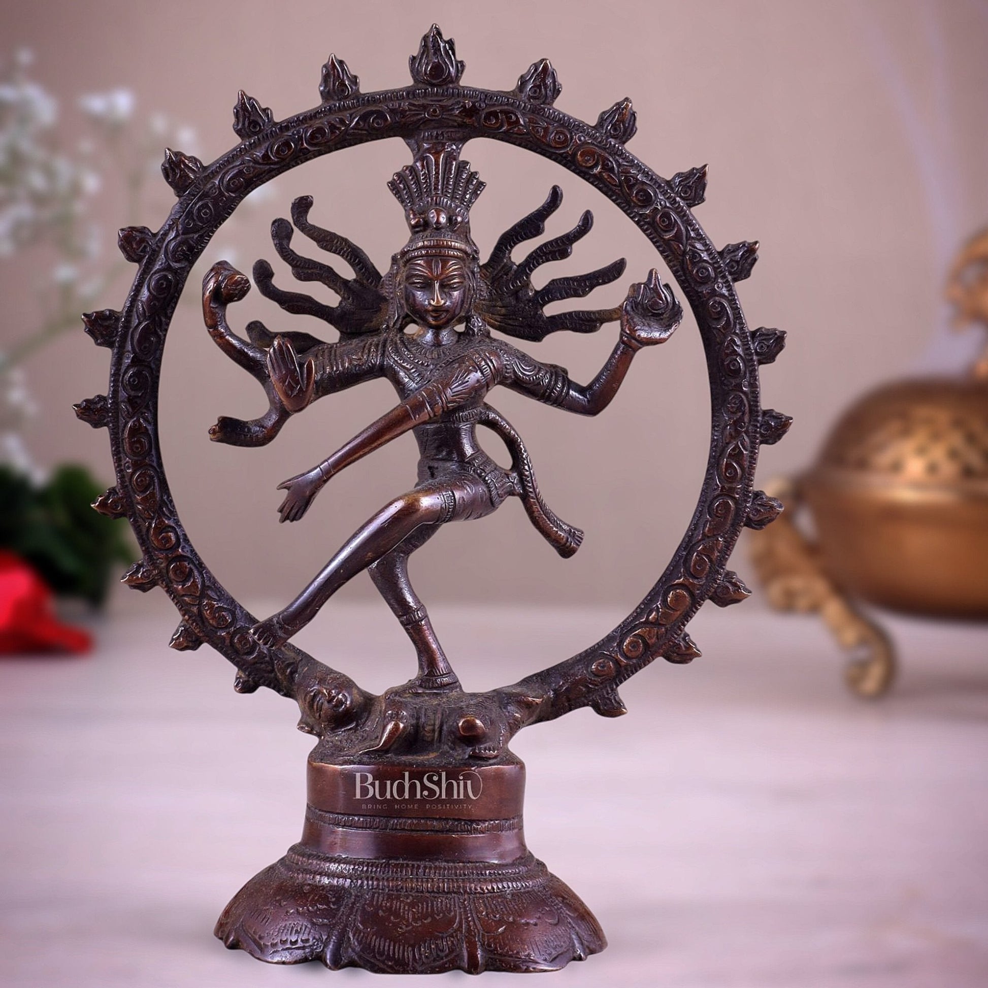 Brass Superfine Nataraja Idol - 7.5 Inch Vintage Bronze tone - Sama Homes Idol - Brass Sculpture - Eco-friendly - Sama Homes