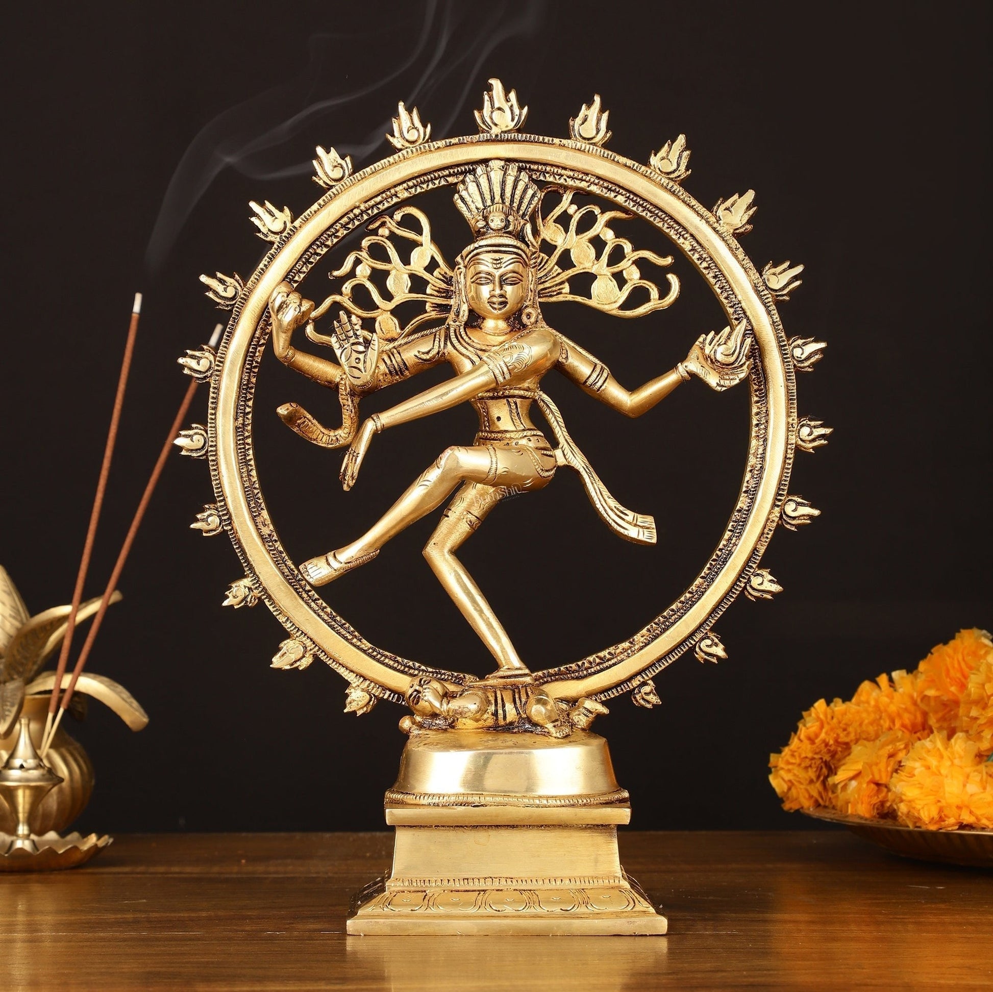 Brass Superfine Nataraja Statue - 11.5" Detailed Sculpture - Sama Homes Idol - Brass Sculpture - Eco-friendly - Sama Homes