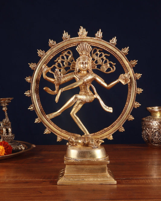 Brass Superfine Nataraja Statue - 11.5" enhanced Sculpture - Sama Homes Idol - Brass Sculpture