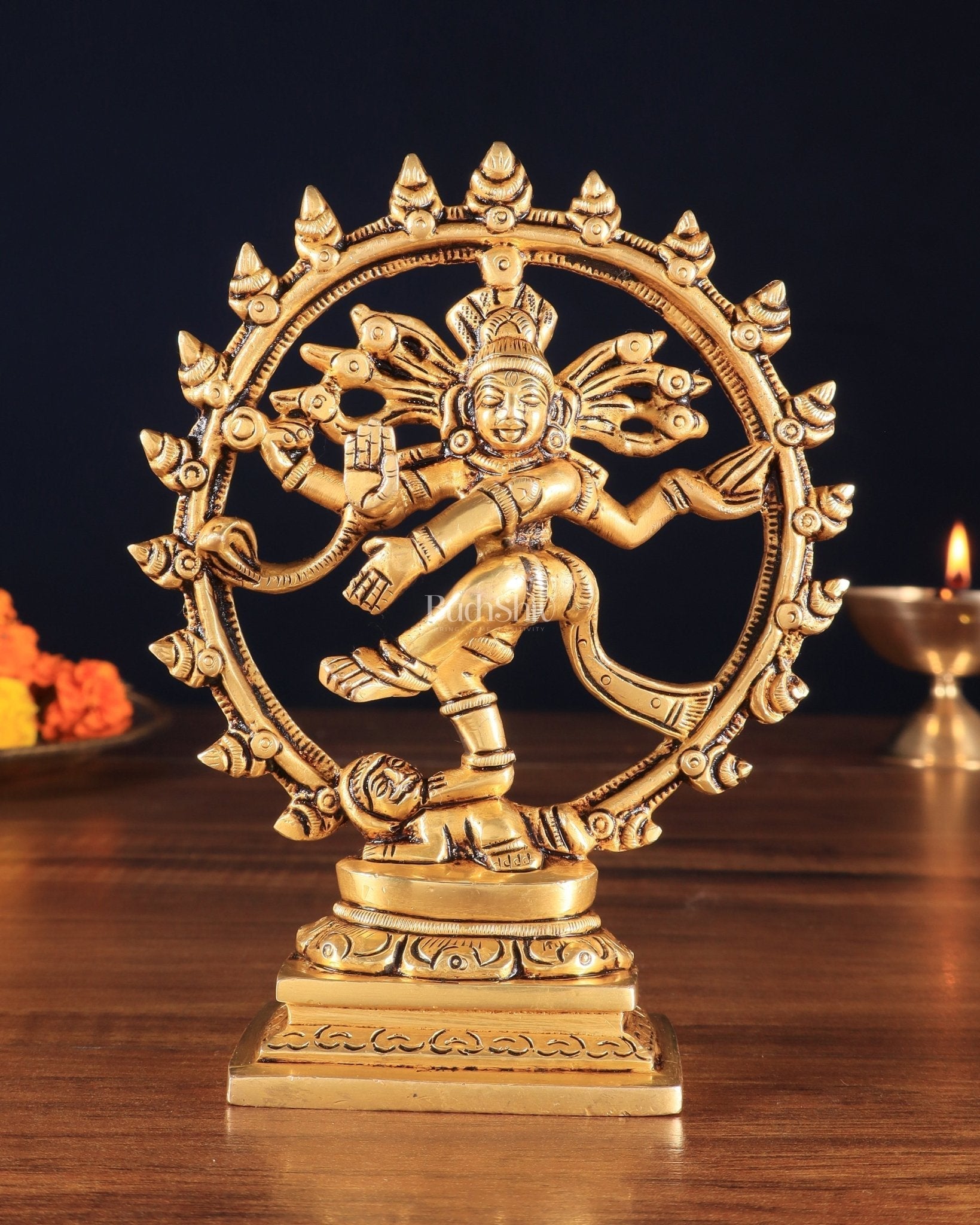 Brass Superfine Nataraja Statue – 5.5" x 4.5" x 2" | Small Yet Intricately Carved - Sama Homes Idol - Brass Sculpture - Eco-friendly - Sama Homes