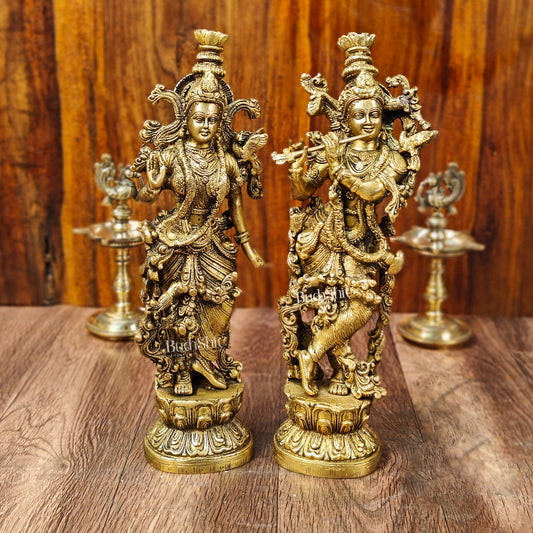 Sama Homes-radha krishna brass idols 14 inches