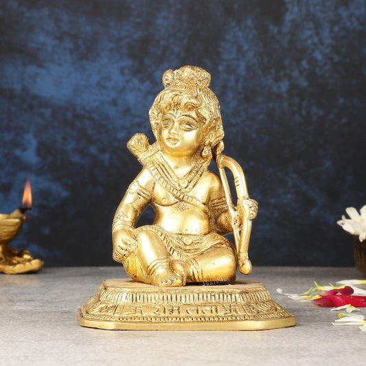 Brass superfine Ram Lalla idol 6 inch - Sama Homes Idol - Brass Sculpture