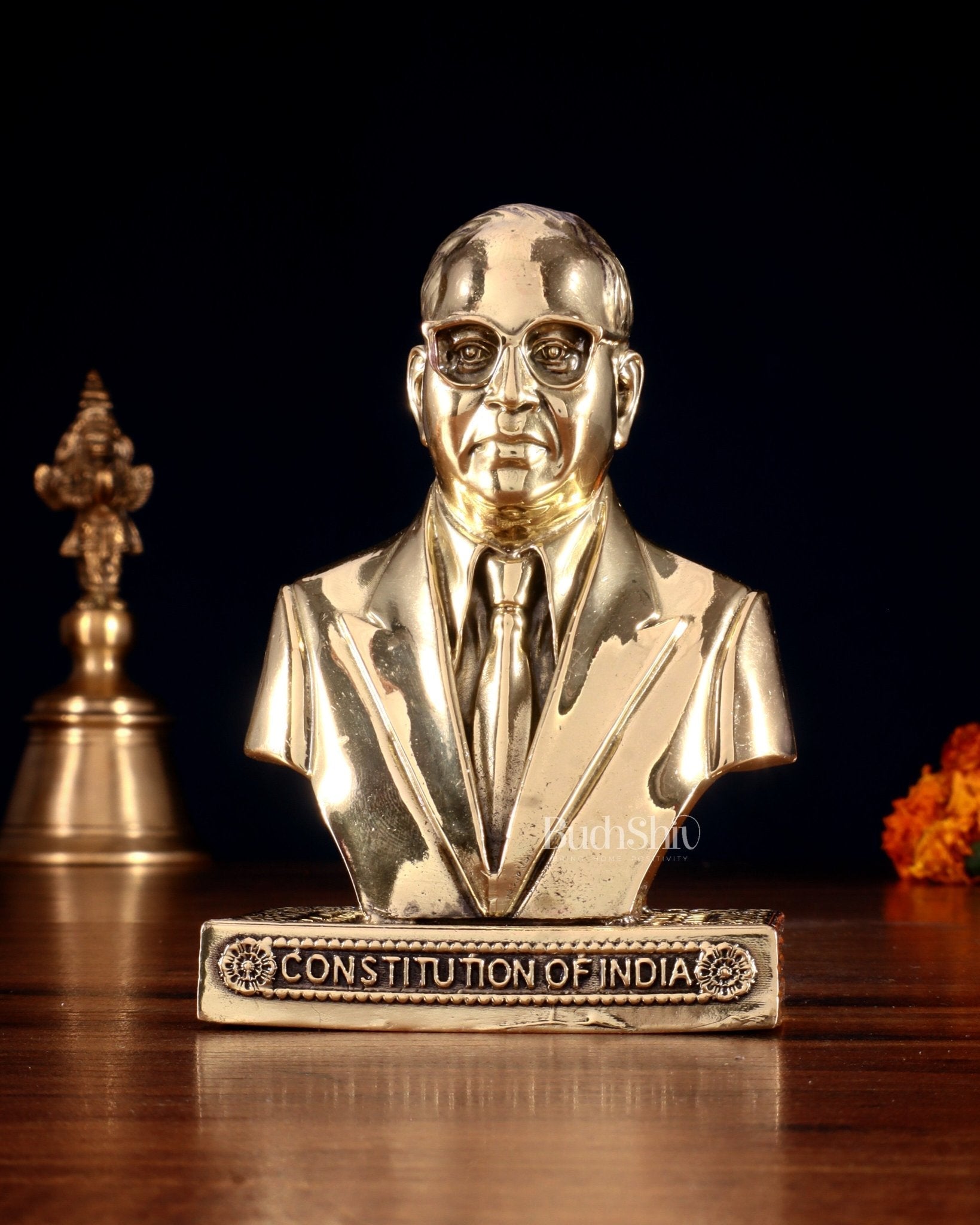 Brass Superfine Shri B. R. Ambedkar Statue with Constitution Carvings – 4” - Sama Homes Idol - Brass Sculpture - Eco-friendly - Sama Homes