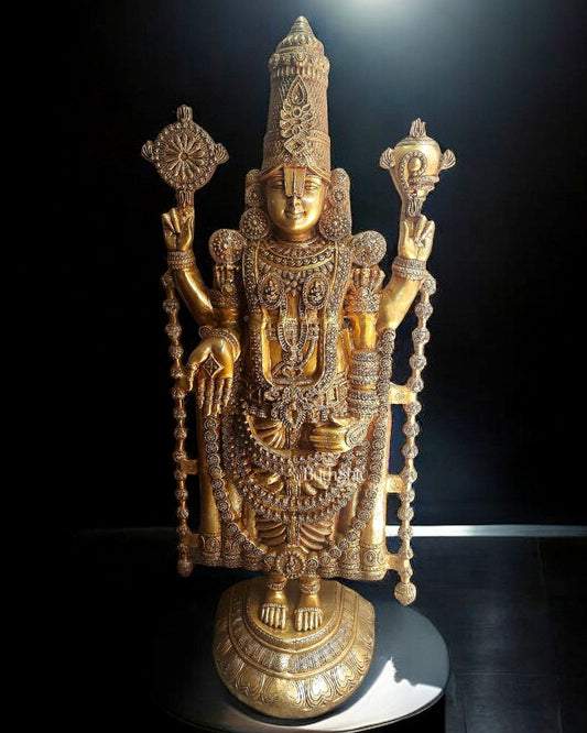 Brass Superfine Tirupati Balaji 6 Feet Statue - Lord Venkateshwara Large Sculpture - Sama Homes Idol - Brass Sculpture