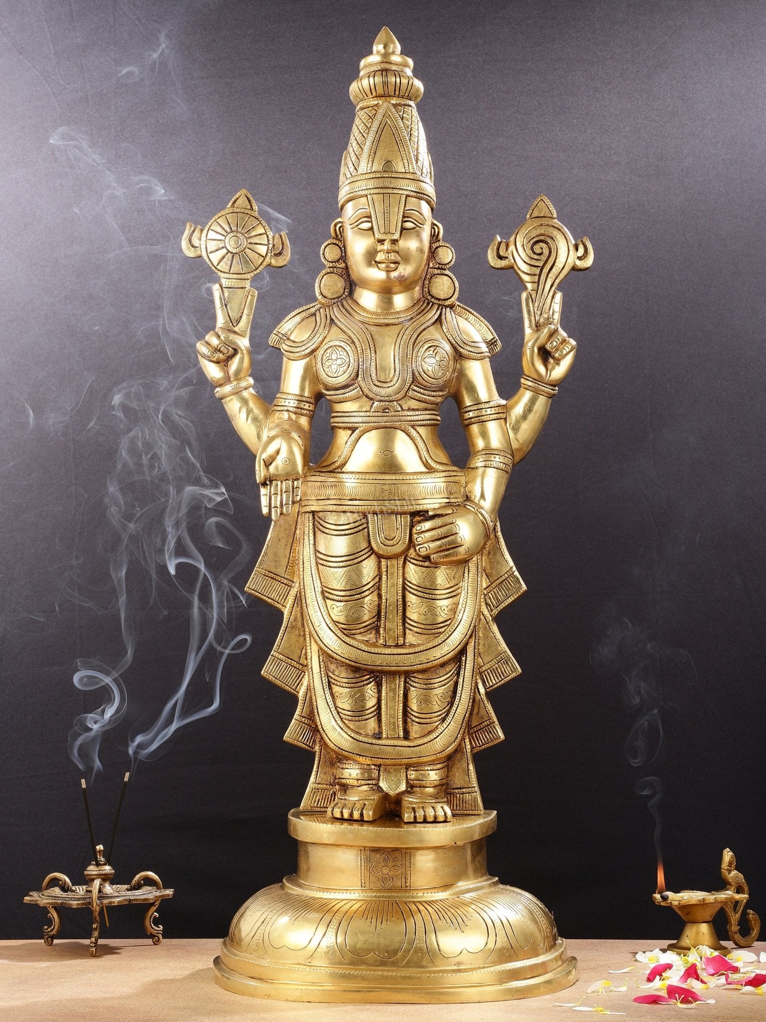 Brass Superfine Tirupati Balaji Statue - 30" - Sama Homes Idol - Brass Sculpture - Eco-friendly - Sama Homes